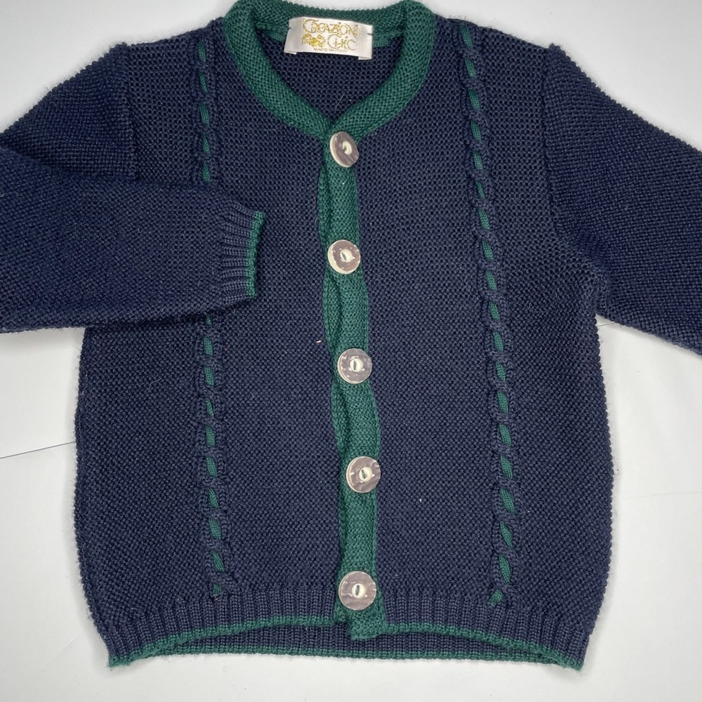 Navy and green cardigan 2t